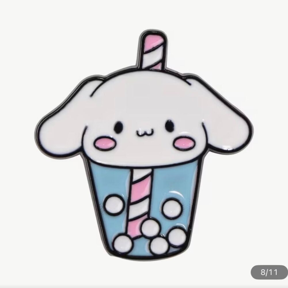 NEW - Pin SET, Boba, Hello Kitty Kuromi Cinnamoroll Pompompurin Melody 6PCS - Picture 2 of 9